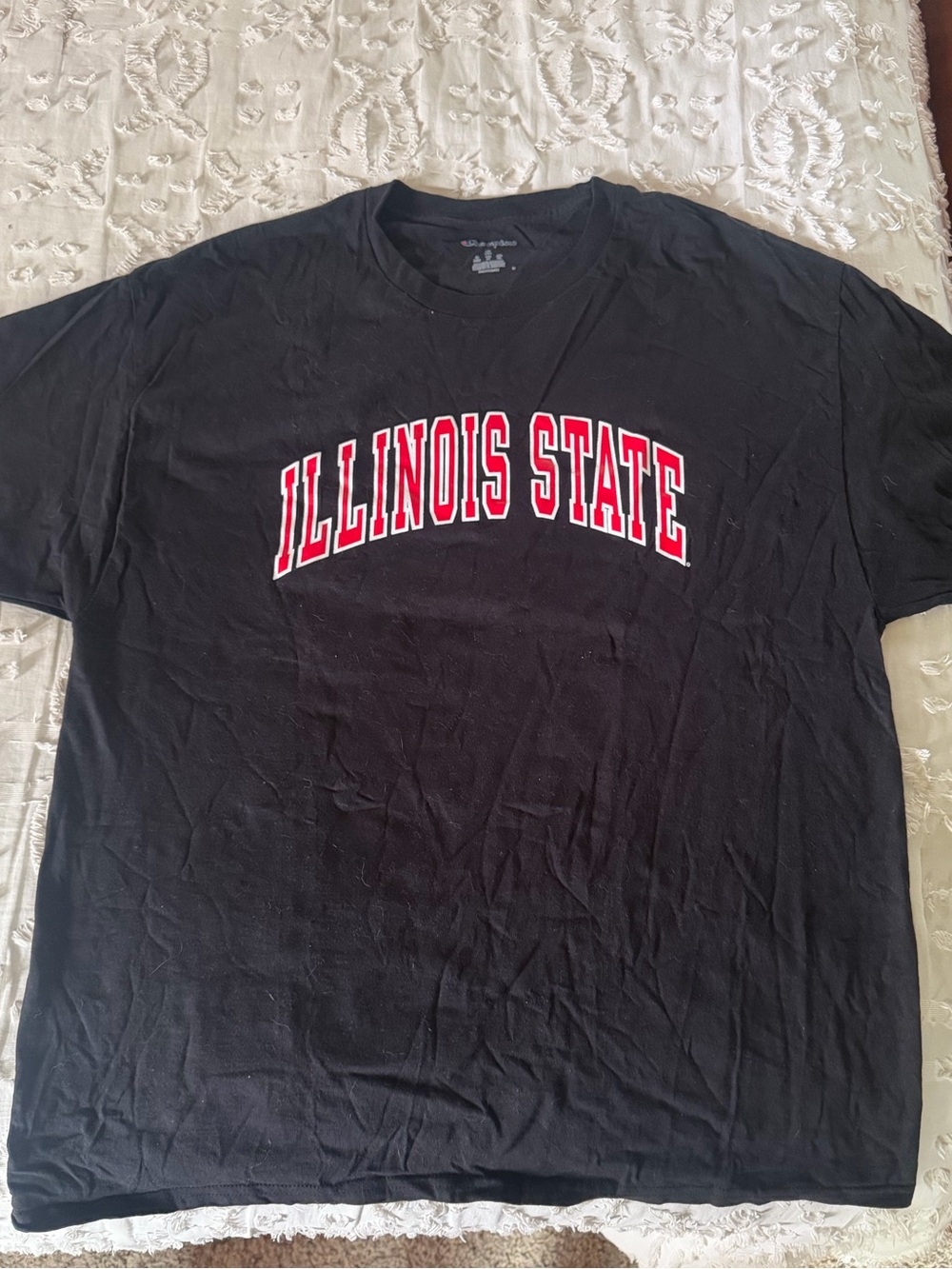 Champion Black T‑Shirt with Red Illinois State Arch Logo